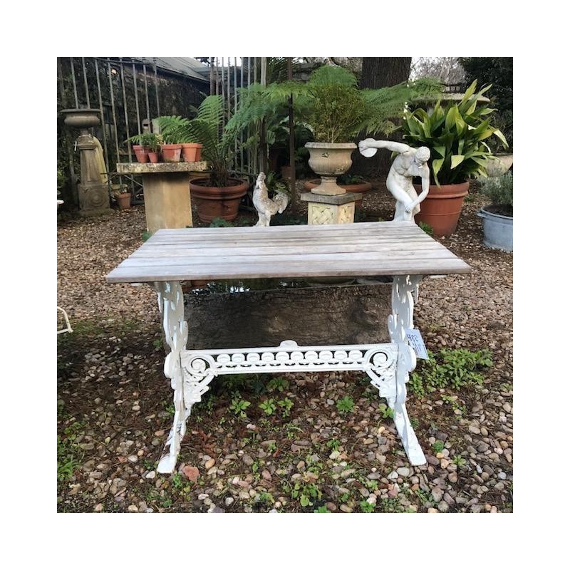 White Garden Table w/ Timber Top