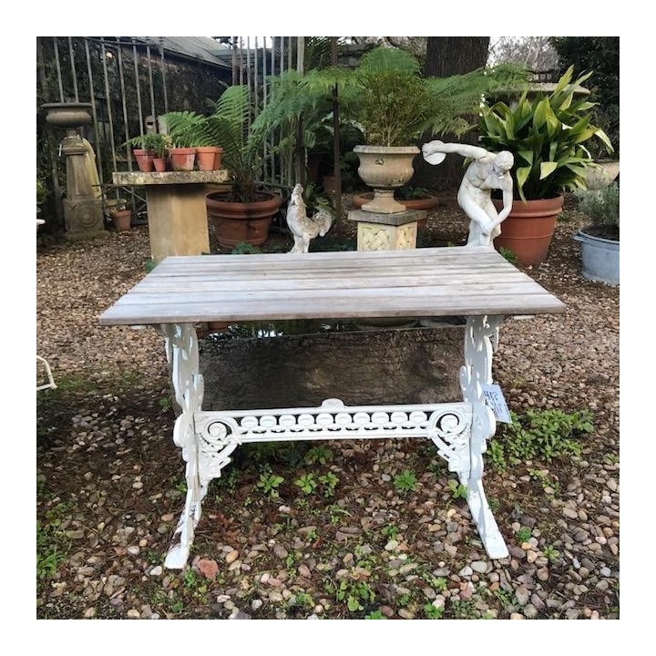 White Garden Table w/ Timber Top